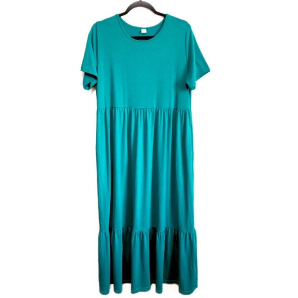 Prinbara Teal Tiered Maxi Dress